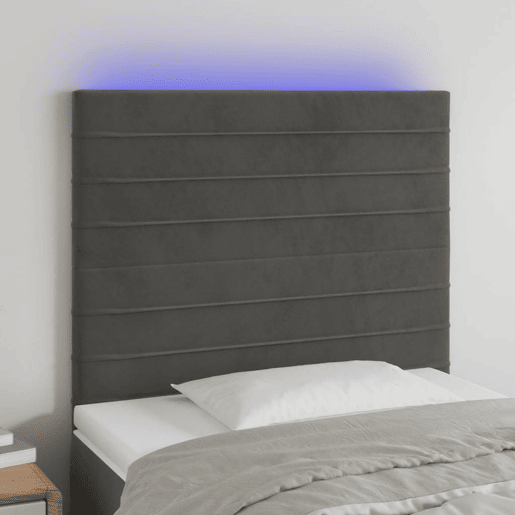 vidaXL Cabeceira de cama c LED veludo 90x5x118128 cm cinza-escuro vidaXL Cabeceira de cama c LED veludo 90x5x118128 cm cinza-escuro