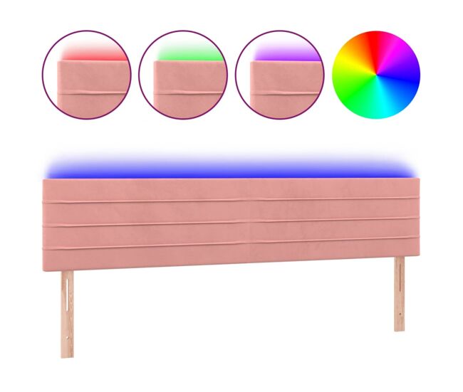 Vidaxl cabecero con led de terciopelo rosa 180x5x78/88 cm