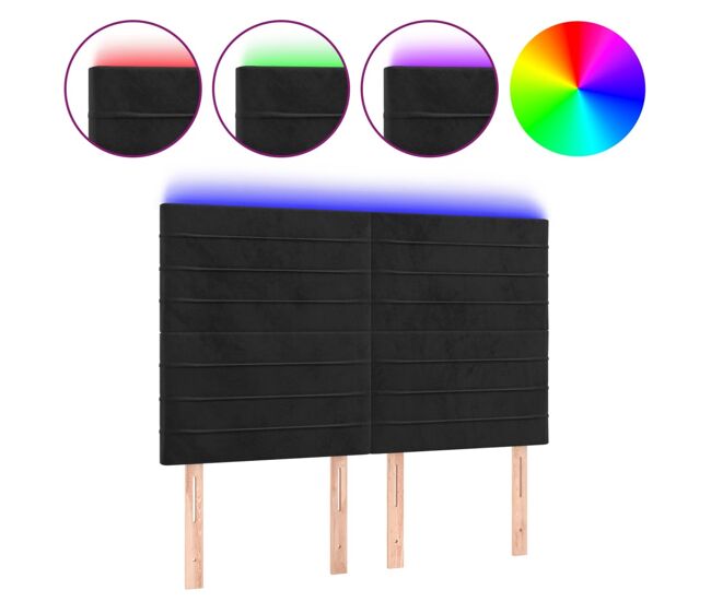 Vidaxl cabecero con luces led terciopelo negro 144x5x118/128 cm