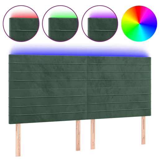 vidaXL Cabeceira de cama c LED veludo 180x5x118128 cm verde-escuro vidaXL Cabeceira de cama c LED veludo 180x5x118128 cm verde-escuro