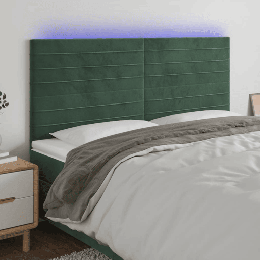 vidaXL Cabeceira de cama c LED veludo 180x5x118128 cm verde-escuro vidaXL Cabeceira de cama c LED veludo 180x5x118128 cm verde-escuro