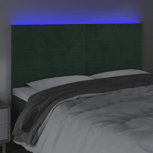 vidaXL Cabeceira de cama c LED veludo 180x5x118128 cm verde-escuro vidaXL Cabeceira de cama c LED veludo 180x5x118128 cm verde-escuro