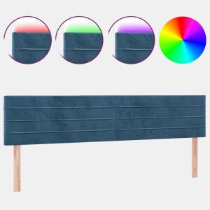 vidaXL Cabeceira de cama c luzes LED veludo 180x5x7888cm azul-escuro