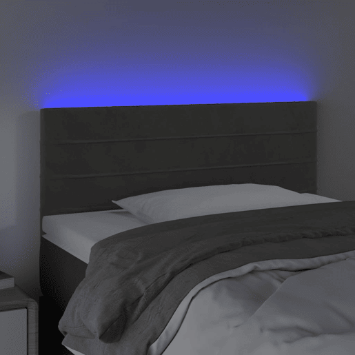 vidaXL Cabeceira de cama c luzes LED veludo 80x5x7888cm cinza-escuro