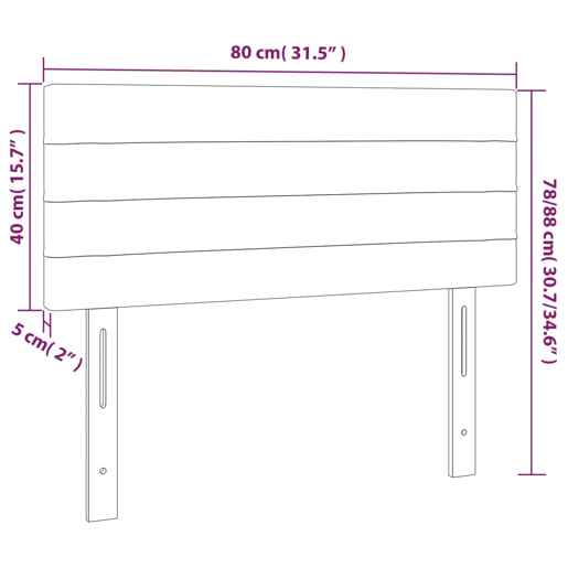 vidaXL Cabeceira de cama c luzes LED veludo 80x5x7888cm cinza-escuro