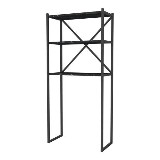Prateleira alta para máquina de lavar roupa Askersund em aglomeradometal 160 x 66 x 34 cm efeito mármore preto en.casa