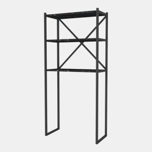 Prateleira alta para máquina de lavar roupa Askersund em aglomeradometal 160 x 66 x 34 cm efeito mármore preto en.casa