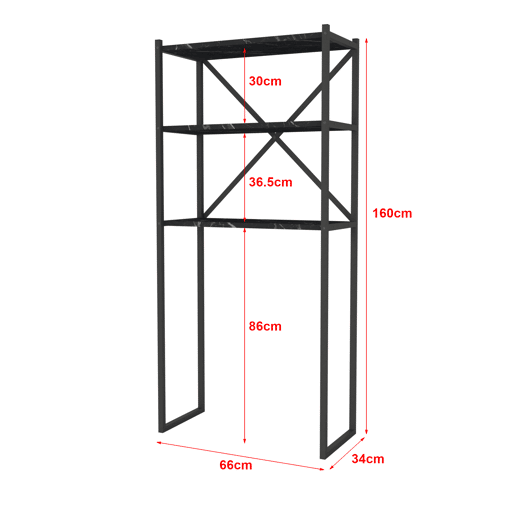 Prateleira alta para máquina de lavar roupa Askersund em aglomeradometal 160 x 66 x 34 cm efeito mármore preto en.casa
