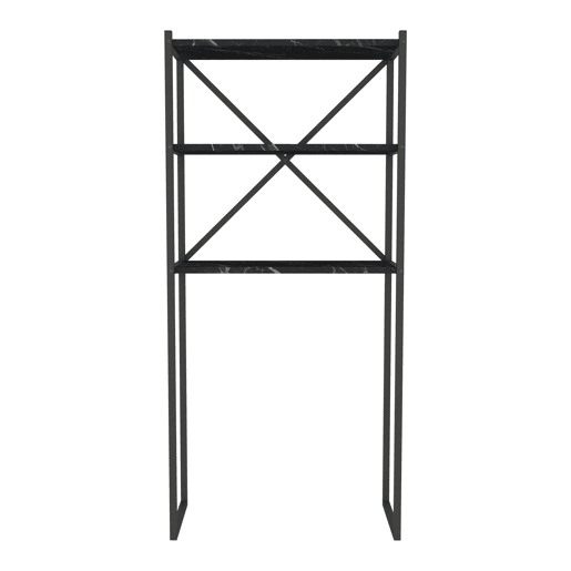 Prateleira alta para máquina de lavar roupa Askersund em aglomeradometal 160 x 66 x 34 cm efeito mármore preto en.casa