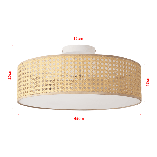 Candeeiro de teto Ascot abajur cilíndrico em plástico 20xØ45 cm - efeito Rattan lux.pro
