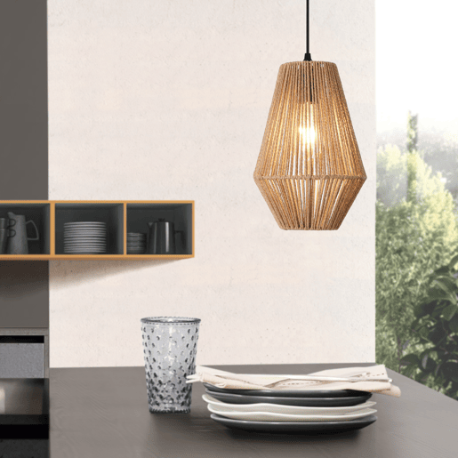 Candeeiro suspenso Newtownabbey metal + corda 160 x Ø 20 cm - Bege lux.pro lux.pro.