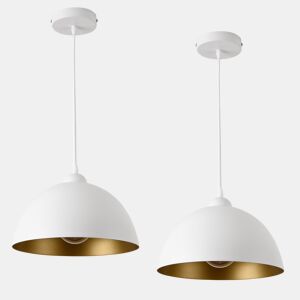 Conjunto de 2 candeeiros suspensos Toulon - 145 x Ø 30 cm - E27 - 60W - Metal - Branco e dourado lux.pro.