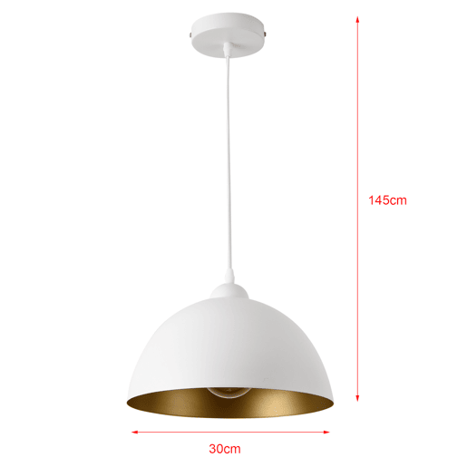 Conjunto de 2 candeeiros suspensos Toulon - 145 x Ø 30 cm - E27 - 60W - Metal - Branco e dourado lux.pro.