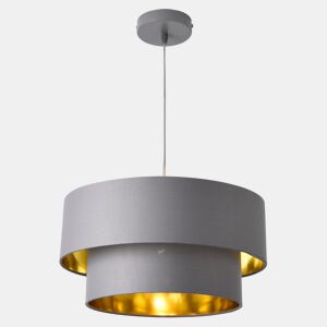 Candeeiro suspenso Lopar - E27 - 60W - Tecido metálico - 149 x Ø 40 cm Cinzento e dourado lux.pro lux.pro.