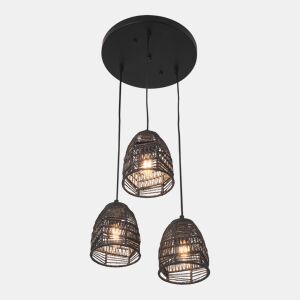 Candeeiro suspenso Andover ajustável em altura metal + rattan 3xE14 - Pretolux.pro