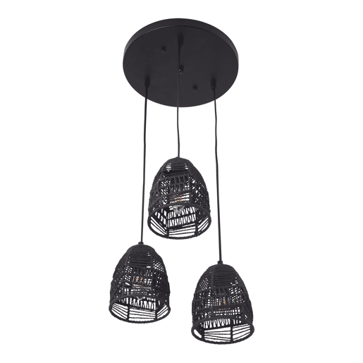Candeeiro suspenso Andover ajustável em altura metal + rattan 3xE14 - Pretolux.pro
