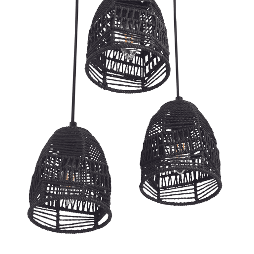 Candeeiro suspenso Andover ajustável em altura metal + rattan 3xE14 - Pretolux.pro