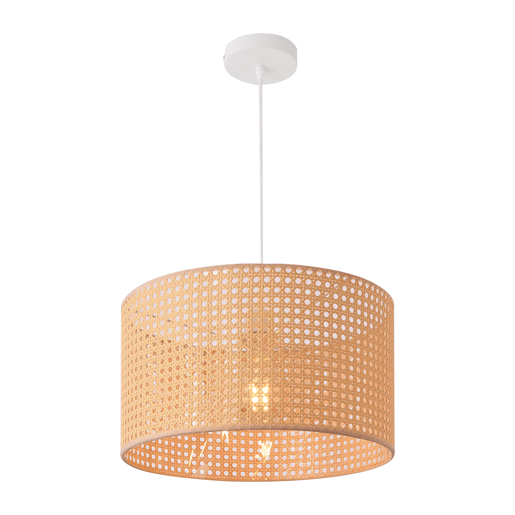 Candeeiro suspenso Shrewsbury ajustável em altura metal + plástico 1 x E27 160 x Ø 32 cm - Branco e Bege lux.pro lux.pro.