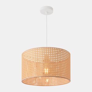 Candeeiro suspenso Shrewsbury ajustável em altura metal + plástico 1 x E27 160 x Ø 32 cm - Branco e Bege lux.pro lux.pro.