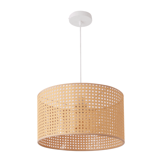 Candeeiro suspenso Shrewsbury ajustável em altura metal + plástico 1 x E27 160 x Ø 32 cm - Branco e Bege lux.pro lux.pro.