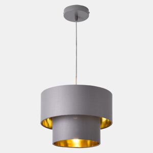 Candeeiro suspenso Lopar - E27 - 60W - Tecido metálico - 149 x Ø 30 cm Cinzento e dourado lux.pro lux.pro.