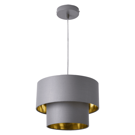 Candeeiro suspenso Lopar - E27 - 60W - Tecido metálico - 149 x Ø 30 cm Cinzento e dourado lux.pro lux.pro.