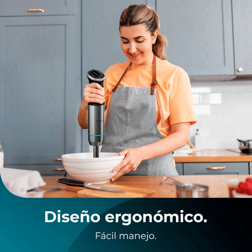 Cecotec Varinha mágica de 1100 W, tecnologia CrossBlades com lâminas de 4 folhas, revestimento de titânio preto, pé XL extracomprido, proteção antissalpicos e seletor de velocidade com função Pulse. Inclui copo de 800 ml com tampa.