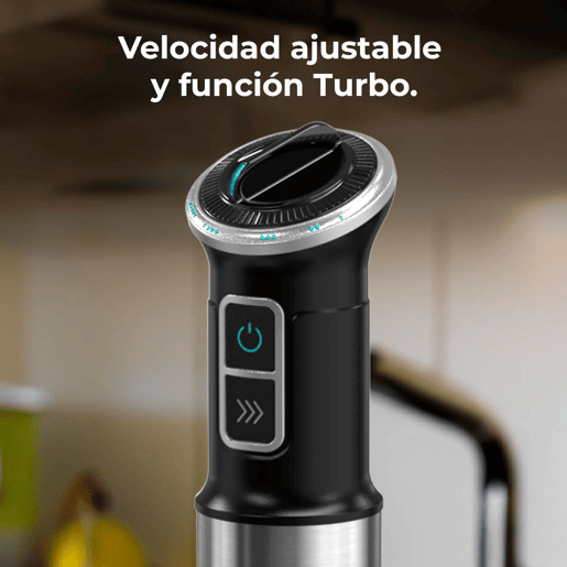 Cecotec Varinha mágica de 1100 W, tecnologia CrossBlades com lâminas de 4 folhas, revestimento de titânio preto, pé XL extracomprido, proteção antissalpicos e seletor de velocidade com função Pulse. Inclui copo de 800 ml com tampa.