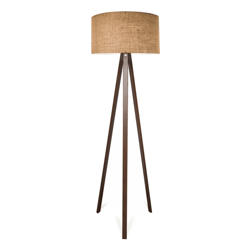 Candeeiro de pé tripé Newport 1xE27 20 W MDF Têxtil 21 x Ø 38 cm - Castanho  Efeito Madeira lux.pro.