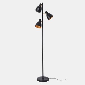 Candeeiro de pé Witney 3x E14 40W metal 154xØ25 cm - PretoDourado lux.pro