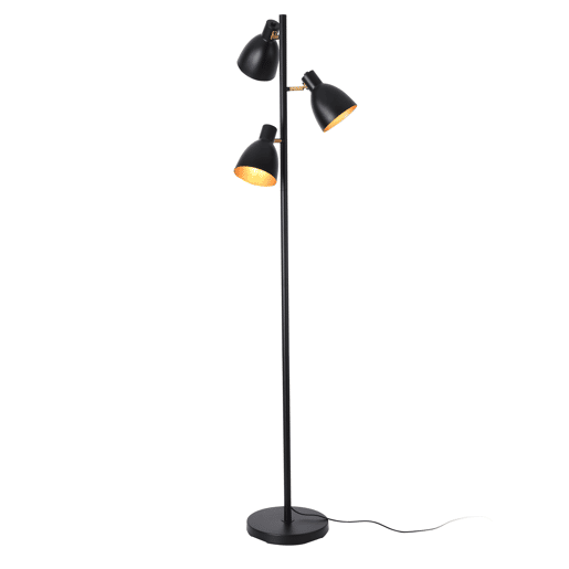 Candeeiro de pé Witney 3x E14 40W metal 154xØ25 cm - PretoDourado lux.pro