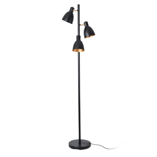Candeeiro de pé Witney 3x E14 40W metal 154xØ25 cm - PretoDourado lux.pro