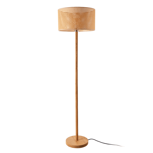 Candeeiro de pé Rochdale 1xE27 60 W madeirarattan 154 x Ø 40 cm castanho naturalamarelado lux.pro lux.pro.