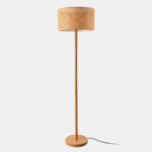 Candeeiro de pé Rochdale 1xE27 60 W madeirarattan 154 x Ø 40 cm castanho naturalamarelado lux.pro lux.pro.