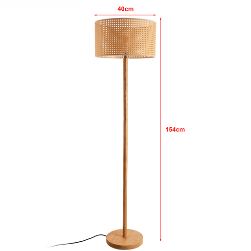 Candeeiro de pé Rochdale 1xE27 60 W madeirarattan 154 x Ø 40 cm castanho naturalamarelado lux.pro lux.pro.