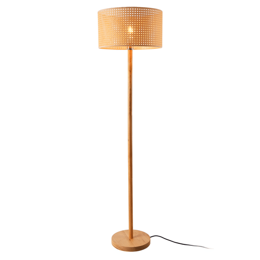 Candeeiro de pé Rochdale 1xE27 60 W madeirarattan 154 x Ø 40 cm castanho naturalamarelado lux.pro lux.pro.