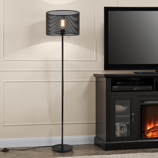 lux.pro Candeeiro de pé Arensburg - 153 x ø 35 cm - Candeeiro de pé - Design moderno - Preto