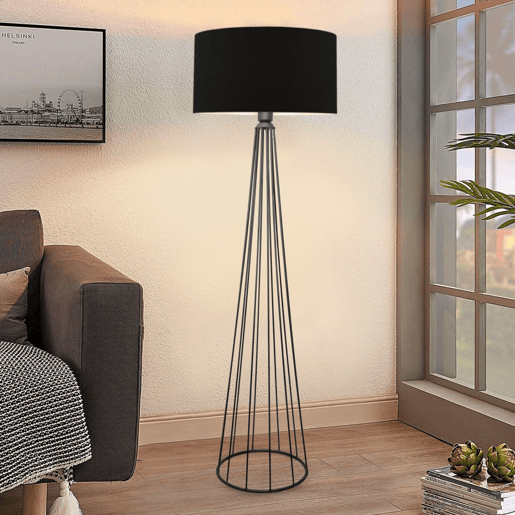Candeeiro de pé Neath 1xE27 20 W tecido metálico 21 x Ø 38 cm preto  antracite lux.pro.