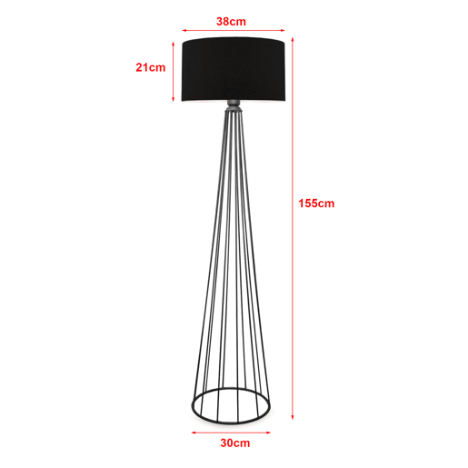 Candeeiro de pé Neath 1xE27 20 W tecido metálico 21 x Ø 38 cm preto  antracite lux.pro.