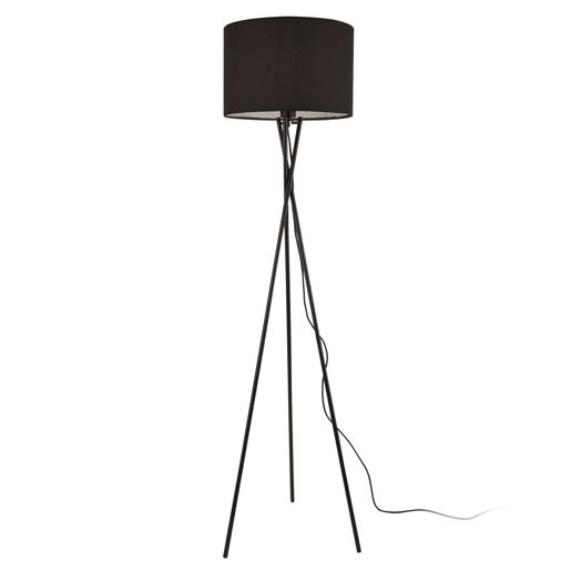 Candeeiro de pé Grenoble - Tripé - 154 x Ø38 cm - Tecido metálico - preto - 1 x E27 - 60W lux.pro lux.pro.
