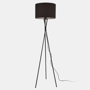 Candeeiro de pé Grenoble - Tripé - 154 x Ø38 cm - Tecido metálico - preto - 1 x E27 - 60W lux.pro lux.pro.