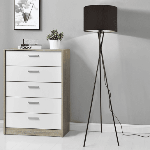 Candeeiro de pé Grenoble - Tripé - 154 x Ø38 cm - Tecido metálico - preto - 1 x E27 - 60W lux.pro lux.pro.