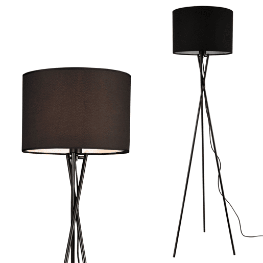 Candeeiro de pé Grenoble - Tripé - 154 x Ø38 cm - Tecido metálico - preto - 1 x E27 - 60W lux.pro lux.pro.