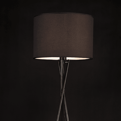 Candeeiro de pé Grenoble - Tripé - 154 x Ø38 cm - Tecido metálico - preto - 1 x E27 - 60W lux.pro lux.pro.