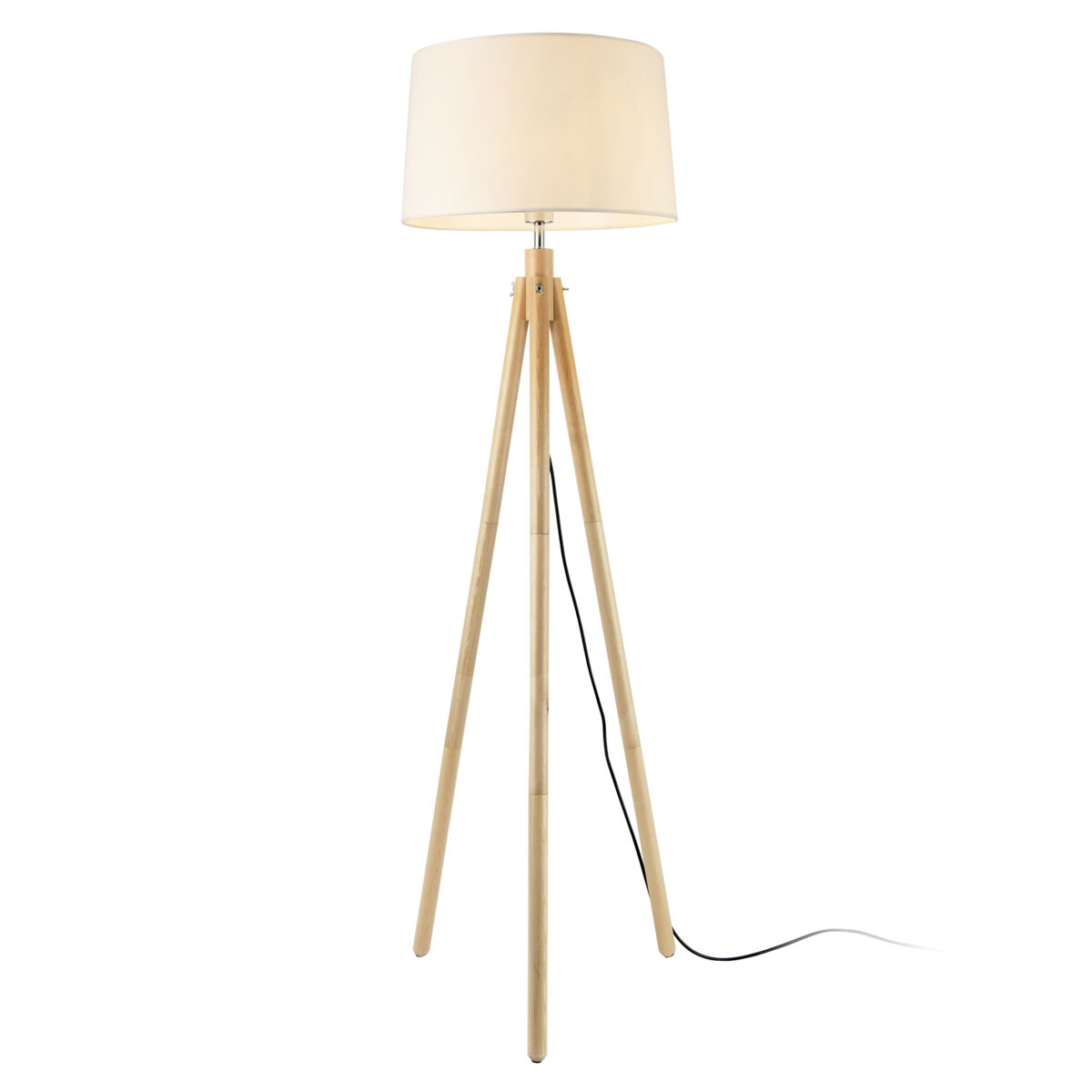 Lámpara de pie tomar - trípode - altura 153 cm - metal tela - 43 x 38 x 24 cm - blanco y apariencia de madera - 1 x e27 [lux.pro]