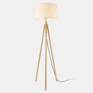 Candeeiro de pé Tomar - Tripé - Altura 153 cm - Tecido metálico - 43 x 38 x 24 cm - Aspeto branco e madeira - 1 x E27 lux.pro lux.pro