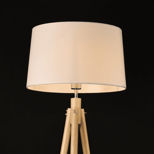 Candeeiro de pé Tomar - Tripé - Altura 153 cm - Tecido metálico - 43 x 38 x 24 cm - Aspeto branco e madeira - 1 x E27 lux.pro lux.pro