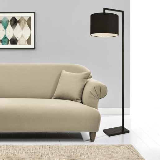Candeeiro de pé Düsseldorf - 161 x Ø 35 cm - 1 x E27 - Tecido metálico - Preto lux.pro.