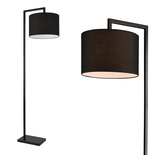 Candeeiro de pé Düsseldorf - 161 x Ø 35 cm - 1 x E27 - Tecido metálico - Preto lux.pro.