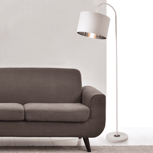 Candeeiro de pé Toledo - 173 x Ø 35 cm - 1xE27 - Abajur giratório - Tecido metálico - branco lux.pro lux.pro